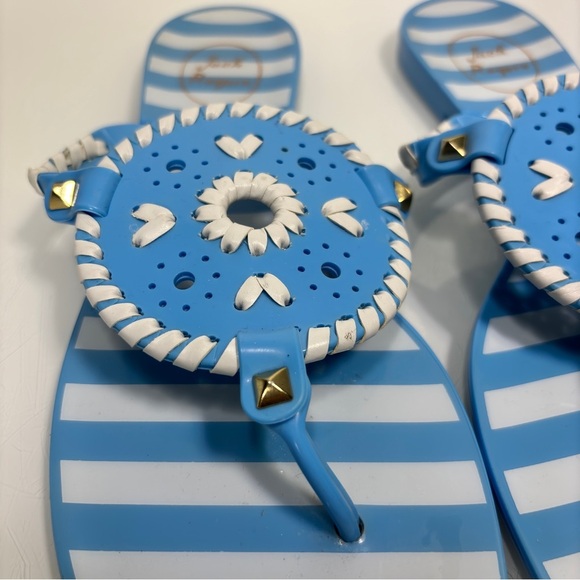 Jack Rogers French Blue & White Striped Georgica Jelly Sandal Flip Flops Size 9 - Picture 5 of 11